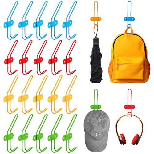 Yaocom 20 Pcs Wall Coat Hooks Colorful Wall Mounted Hanger Hooks Rack Hanging Backpack Holder for Jackets Clothes Towels Robes Umbrellas Hats Bedroom Bathroom