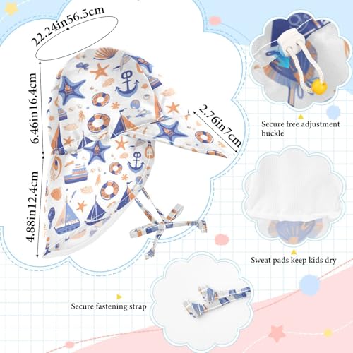 Baby Boys Girls Sunhat Baby Boys Beach Play Hats Toddler Girl UPF 50+ Large Brim Traveling Swim Hat4