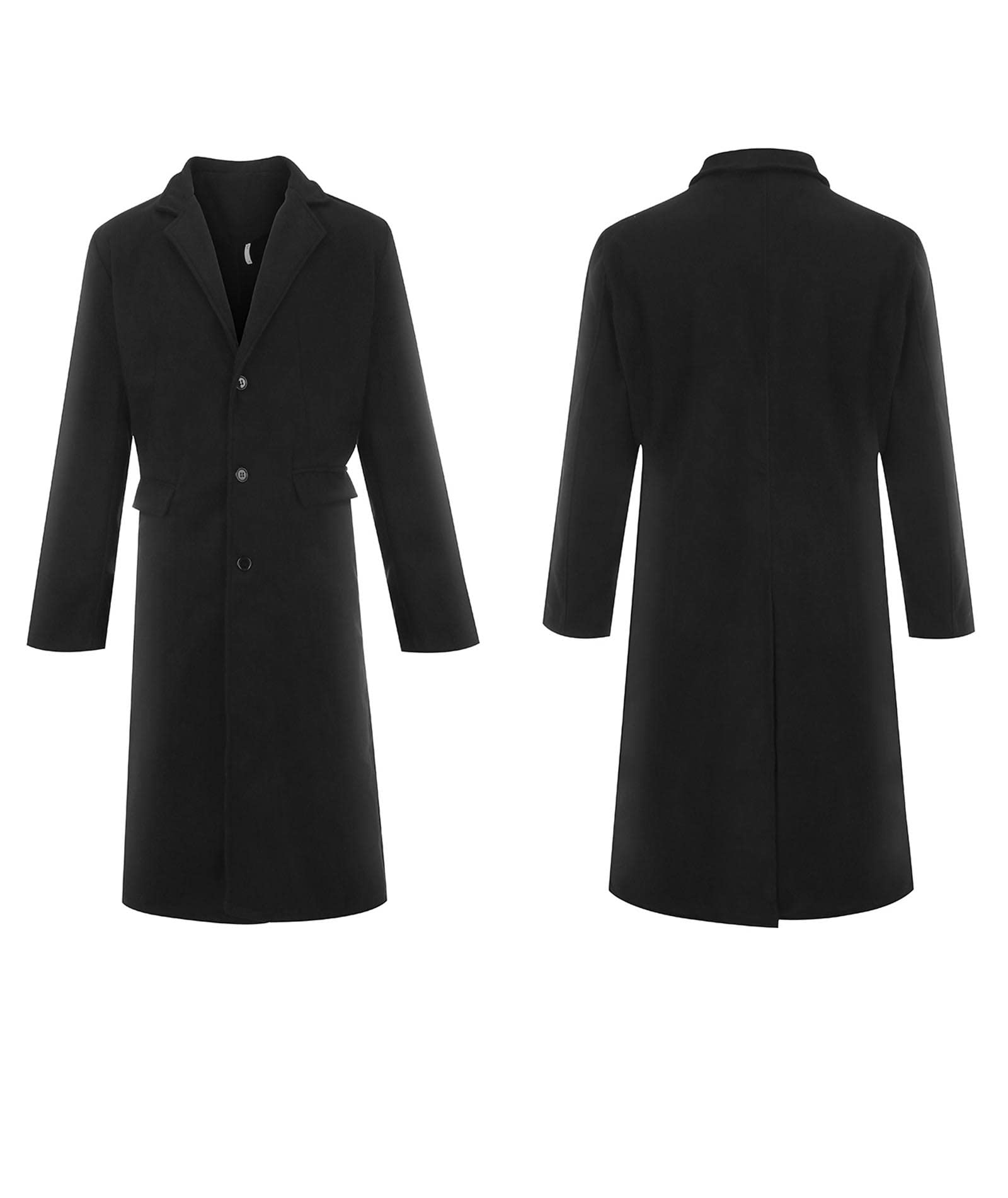 ECDAHICC Herren Casual Slim Fit Wollmantel Lange Jacke Kerbkragen Trenchcoat Einreiher Mantel Winter Warme Oberbekleidung
