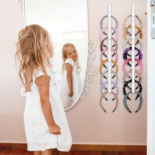 Soporte para diadema, 8 ranuras elásticas que ahorra espacio, soporte de pared para exhibición de diadema, para dormitorio, armario, baño, dormitorio, entrada, estudiantes, adolescentes - imagen 9