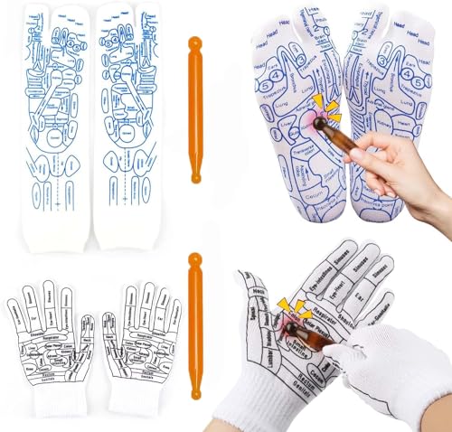 NATALIEE® Acupressure Reflexology Socks & Gloves With Massage Stick For Women & Men, Printed Reflexology Chart of Both Sole, Physiotherapy Socks With Massage Tools Foot Acupressure Point Socks (sock with gloves) (B0DC4ZTLPX) Amazon Price History, Amazon Price Tracker