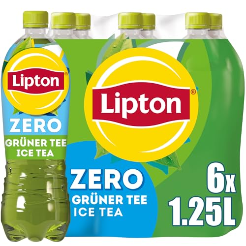 LIPTON ICE TEA Zero Grüner Tee – Zuckerfreier Eistee mit Grüntee Geschmack, EINWEG (6 x 1.25 l)