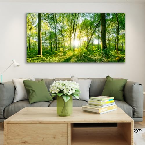 JLXART Nature Wall Art Sunshine Green Forest Canvas Pictures Scenery Wall Art Landscape Art Prints Beautiful Artwork for Living Room Bedroom Kitchen Home Office Decorations 30x58inch by JLXART - Used condition - Image 3