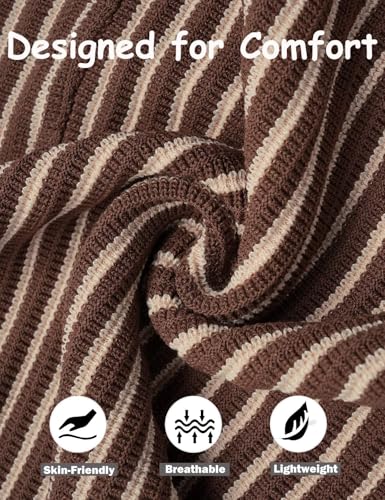 Image of COOFANDY Mens Knit Button Down Shirts Short Sleeve Polo Shirt Vintage Striped Casual Shirts