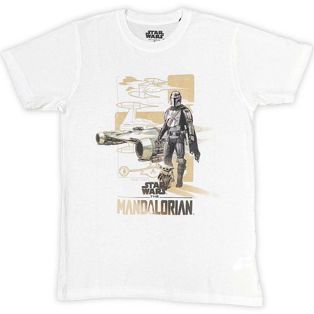 Star Wars T Shirt The Mandalorian Din and Grogu Official Mens White XXL