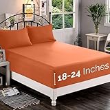 Elegant Comfort 1500 Premium Quality Fitted Sheet Ultra Soft 18-24 Inch Extra Deep Pocket - Single Fitted Sheet for High Mattress - Wrinkle Free with Smart Storage Pockets, Twin/Twin XL, Coral