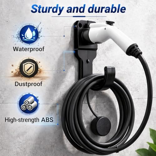 Image of EV MASTER Type 2 EV Charger Charging Cable Wall Mount | EV Charging Cable Organiser for Wallbox Charging Station Wall Connection Holder | Fits Most EU Standards EVs (Pack of 1)