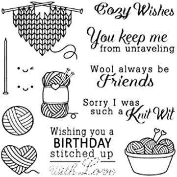 1 Set Stamps with Die Cuts Wool Knitting for Card Making Cutting Dies Ball of Yarn Scrapbooking Metal Embossing Stencil 10.3x7.7cm(Die Cuts) 11x11cm(Stamps)