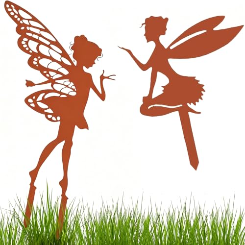 2 Stück Elfen Figuren Garten, Gartendeko für Draußen Wetterfest...