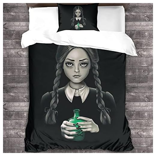Wednesday Ropa De Cama Juego De Funda De Edredón con Estampado De Efecto 3D La Familia Addams Luxe para Niños Y Adultos, Juego De Cama De Microfibra Single（135x200cm）