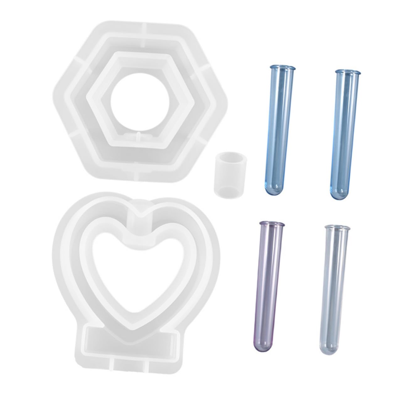Housoutil Stampo Facile da Sformare e Pulire in Silicone Forma Esagonale e Cuore Colore Casuale per Vaso Idroponico Epossidica per Fai da Te e Casa