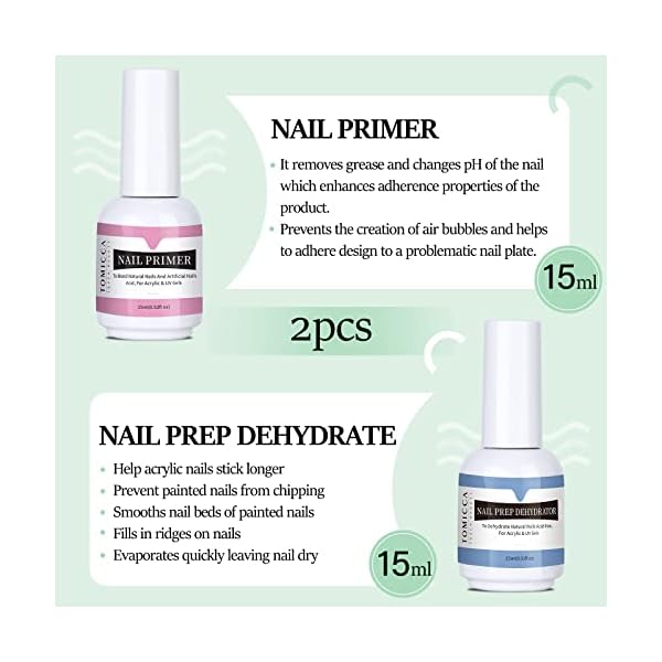 TOMICCA Professionelle natürliche Nagelvorbereitung, Dehydrat- und Bonding-Grundierung, Nägel, Proteinbindung, hervorragende Bonding-Grundierung für Acrylpulver und Gel-Nagellack – Bild 3