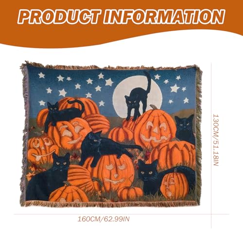 Manta de Halloween de algodón con borlas para decorar el sofá de casa 7