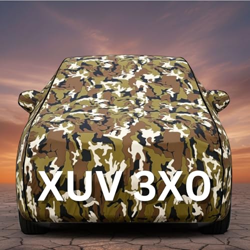 Image of Premium Jungle Series 100% Waterproof Car Body Cover for Xuv3xo Cover (All Models) with Mirror Pockets | Triple Stitched, Elastic, Custom Fit, Heat Resistant, Anti-Dust, All-Weather Cover