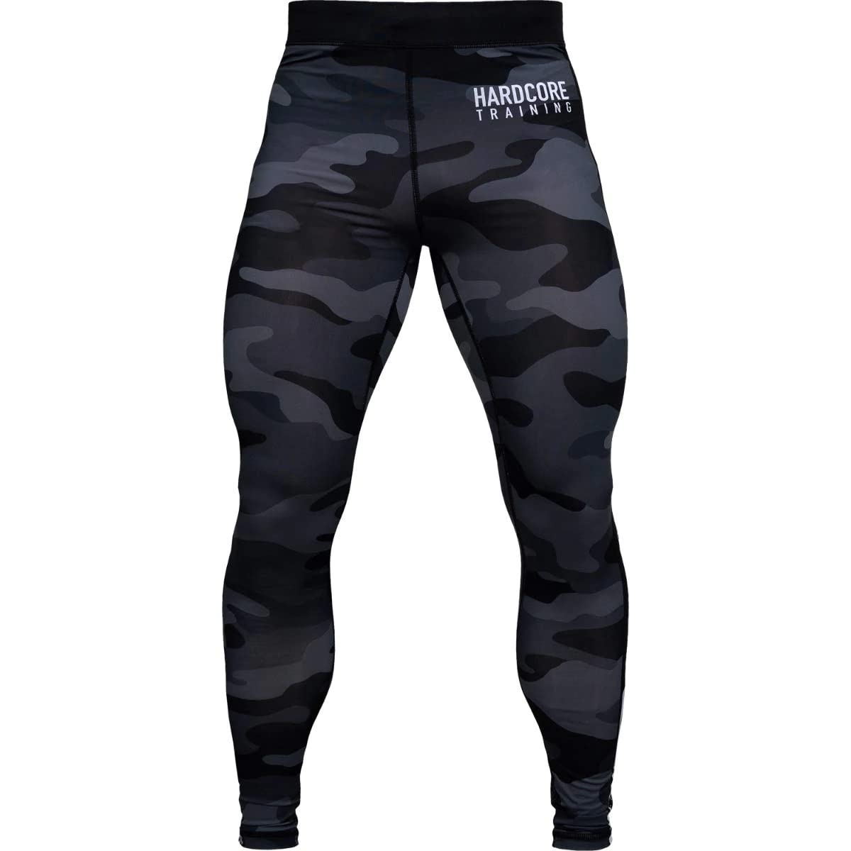 Hardcore Training Men's Compression Pants Spodnie Kompresyjne Leginsy Mężczyźni Bokx Running Muay Thai MMA No Gi BJJ Grappling (DE/NL/SE/PL, Alfa, M, Regularny, Regularny, Czarny/Szary)