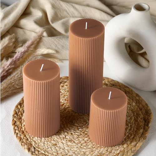 Conelist YUL-CONELIST-172 Ribbed Pillar Candles Set Of 3 thumb #4
