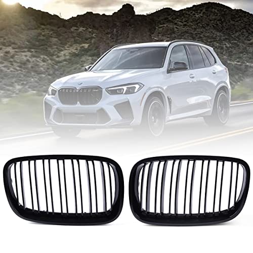 Rejilla frontal para rejilla de riñón, 1 par de láminas dobles negras brillantes para BMW X5 X6 E70 E715 Cover