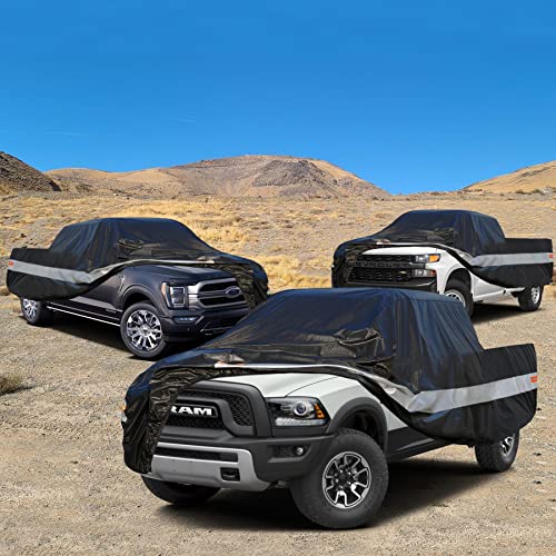 Image of 10 Layers Truck Cover Waterproof All Weather. Pickup Truck Cover Rain Snow UV Dust Protection. Length: 242-250 inches, Universal Fit for Ford F150 Chevy Silverado Dodge Ram 1500.