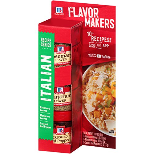 McCormick Italian Series Flavor Makers - Set of Rosemary, Marjoram, and Crushed Red Pepper (3 Spices Included)
