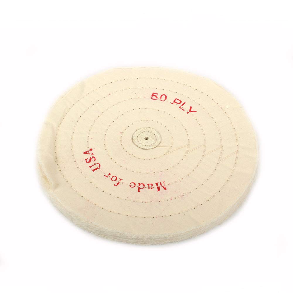 10 Inch Cloth Buffing Polishing wheel with 4mm Arbor for Bench Grinder Buffer Tool, White, 50 Ply