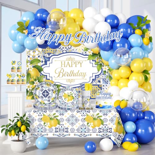 Cocomigo 282pcs Lemon Party Decorations for Summer, Serves 25