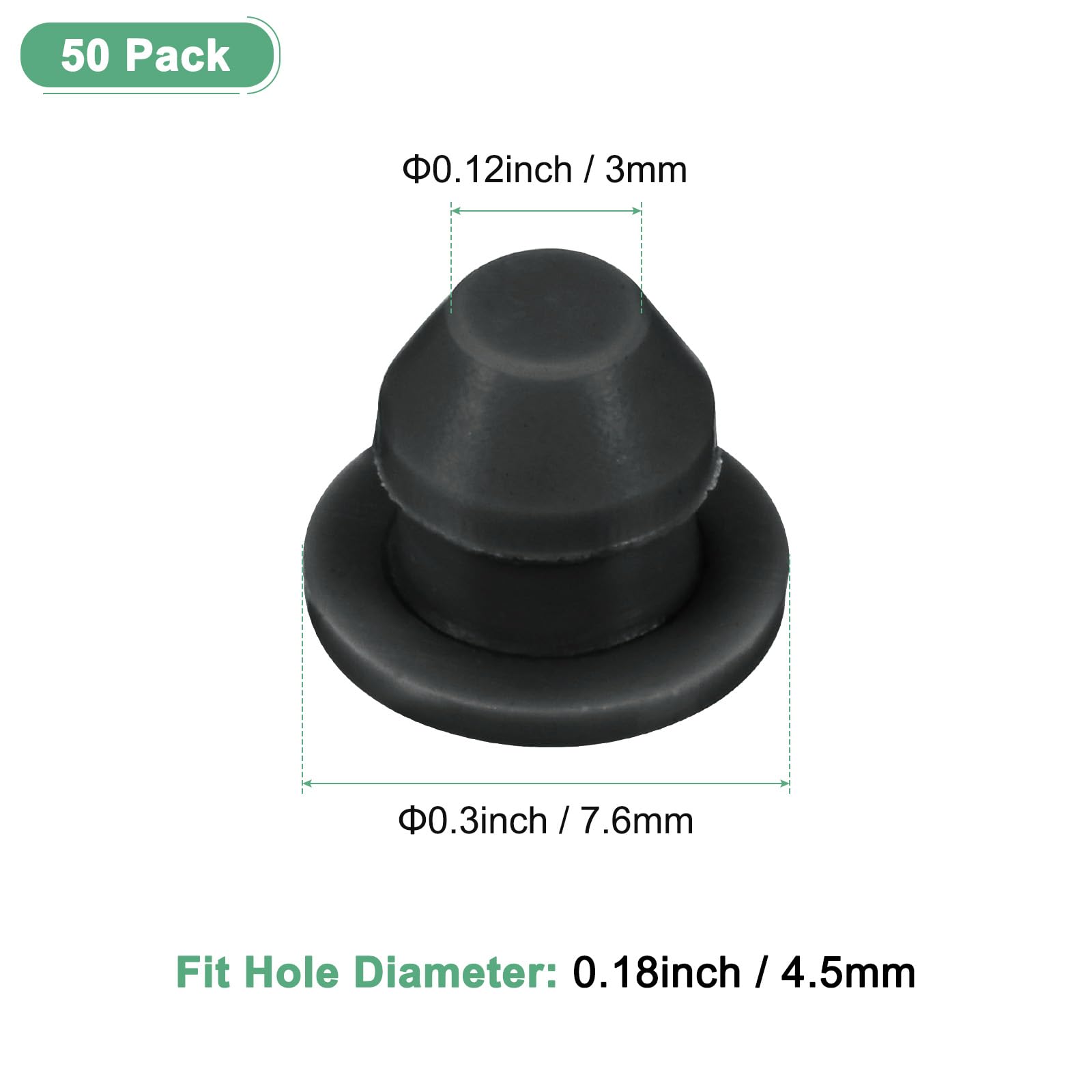 M METERXITY 50-Pack Silicone Hole Plugs, Snap in Locking Hole Plugs for 4.5mm Hole - Image 3