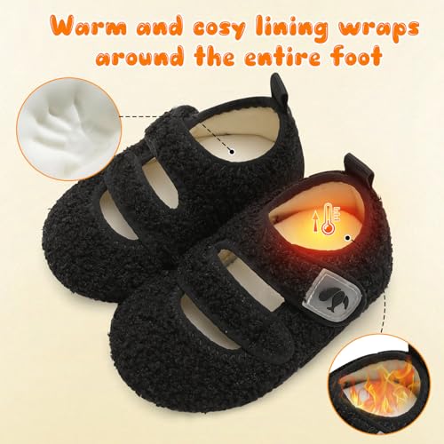 FEETCITY Toddler House Slippers - Boys & Girls Winter Kids Indoor Home Shoes - Warm Socks4