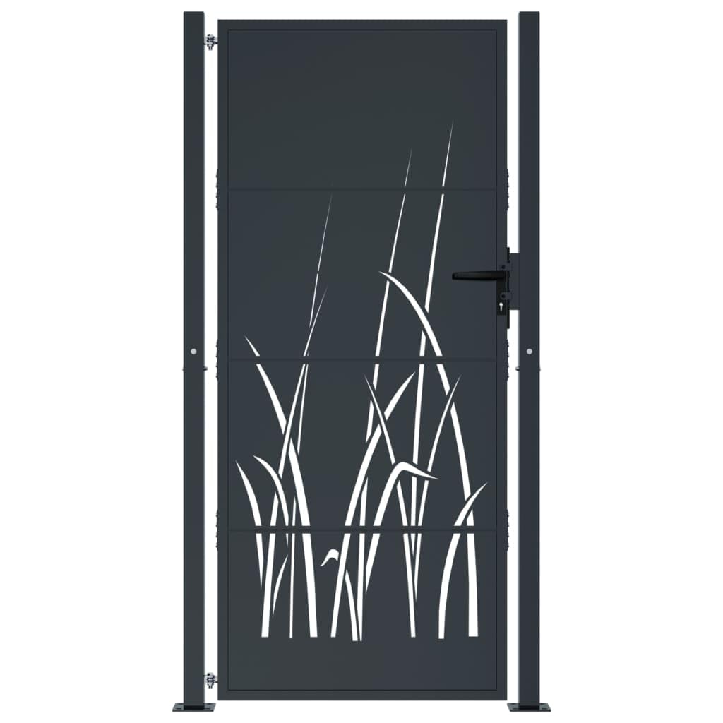 Willood Puerta de jardín acero gris antracita diseño hierba 105x180 cm