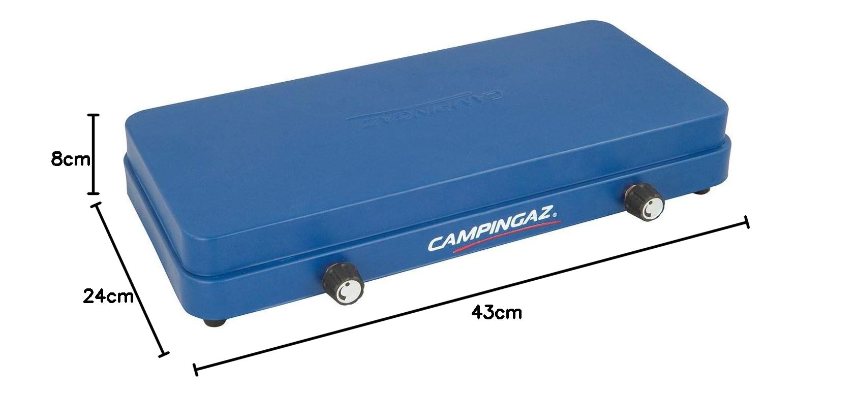 Campingaz Base Camp, Réchaud de Camping compact à Couvercle, Possibilités de Cuisson variées avec 2 Plaques, Réchaud à Gaz à 2 Flammes à Puissance 2 x 1 600 W, Réchaud à Gaz pour le Camping