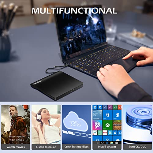 Image of Disk Duplicator External DVD Drive USB 3.0 Type C Portable CD DVD + /-RW Optical Drive Player DVD /CD ROM Burner Reader Writer Compatible with Laptop Desktop PC Windows Linux OS Apple Mac MacBook