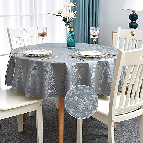 Image of Romanstile Waterproof Vinyl Tablecloth Round, 60 x 60 Inch, Rose Grey