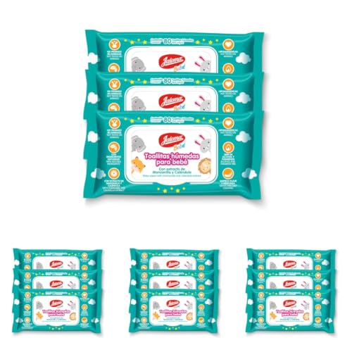 Image of JALOMA Baby Wipes with Chamomile and Calendula Extract, Hypoallergenic and Paraben Free, Pack of 12, 80 Wet Wipes Each (240 Count)