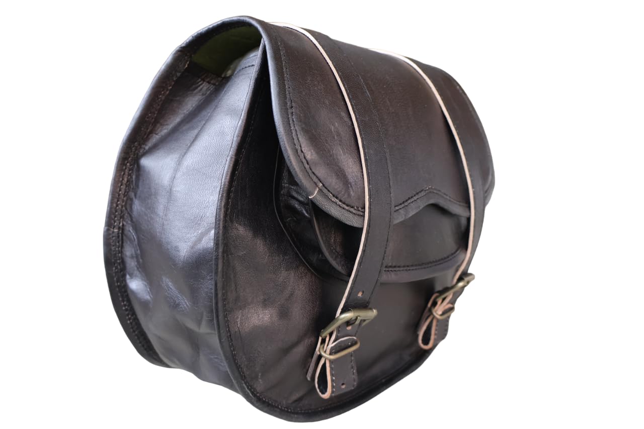 Bolsa Powersport de Cuero Azul Americano, para Motocicleta y Bicicleta, con Montaje en Manillar y Bolsa Negra con Billetera de Cuero para Hombres