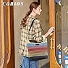 CORIOS Damen Handtasche Canvas Schultertasche Tasche Multi-Color Streifen Vintage Umhängetasche Henkeltaschen Große Kapazität Tote Beutel Tragetasche für Schule Arbeit Reise Shopper Mehrfarbig #1
