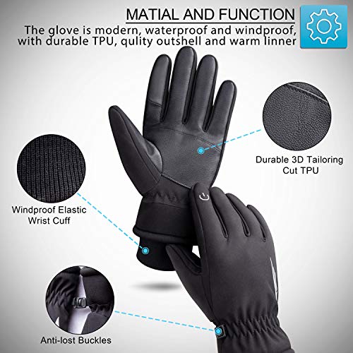 image for RIVMOUNT Winter Gloves Men Women,Waterproof Touch Screen Gloves Warm S