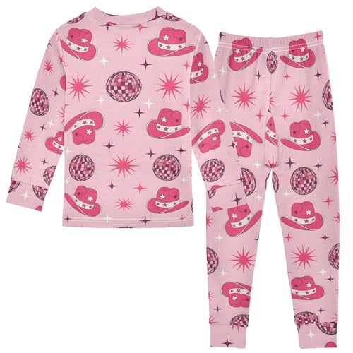 Pajama Sets Long Sleeve Cowboy Hats and Disco Balls Soft Comfy Sleepwear 2 Piece PJS 3-8T3