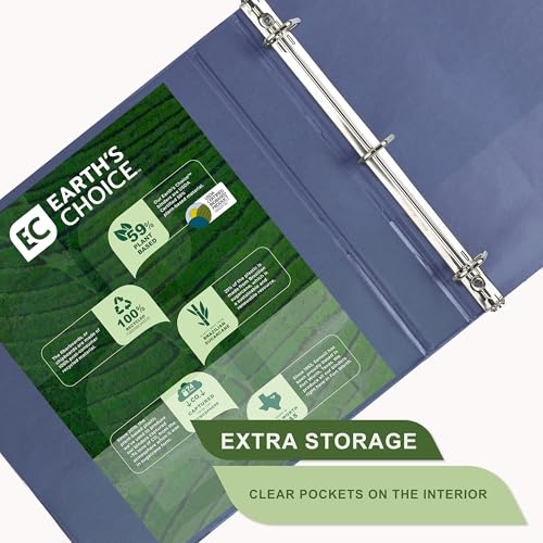 Image of Samsill Plant-Based 1 Inch Durable D-Ring, View Binder, Eco-Friendly, USDA Certified Biobased, 12 Pack, Boho Assortment
