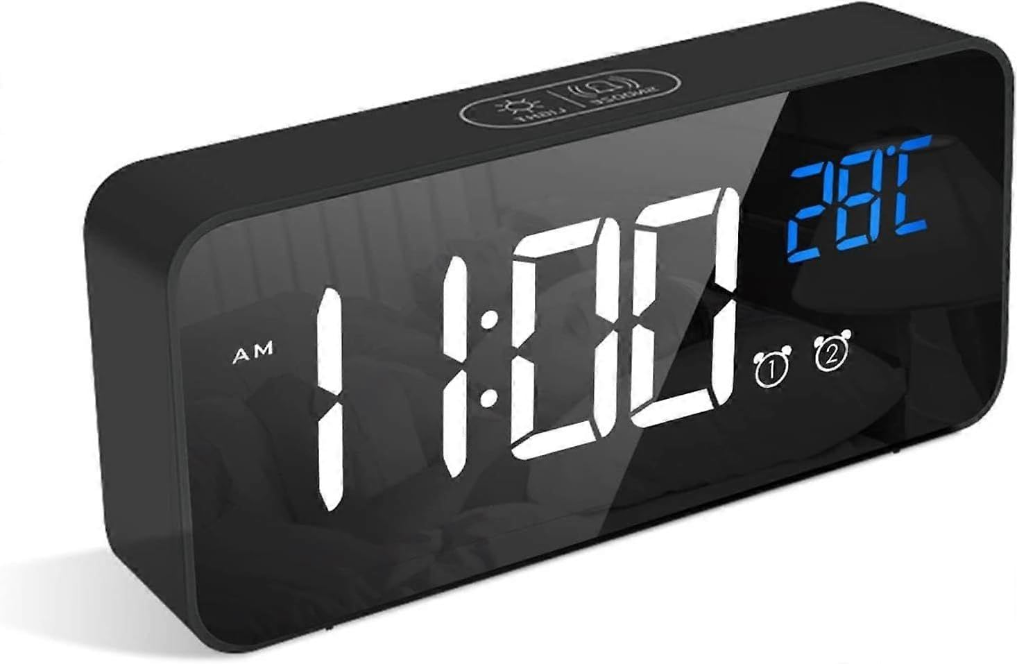 JOYHAPPST Digital Alarm Clock, LED Alarm Clock with Snooze Function, USB Charging Ports (Black)