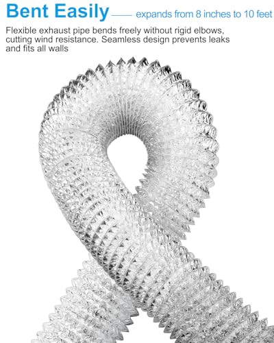 Image of GDSTIME 4 Inch Dryer Vent Hose 10 FT, Flexible Aluminum Duct with 2 Clamps, Heavy Duty Muti Layer Protection for Heating Cooling Ventilation and Exhaust