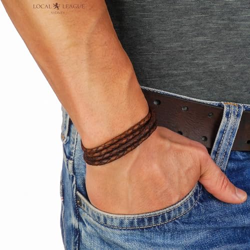 Mens Leather Cord Bracelet SURF PATROL - Fully Adjustable - Multilayer Wrap Wristband for Man Braided Rope Holidays CALI VIBES BEACH Party Festival, Boyfriend, Surfer2