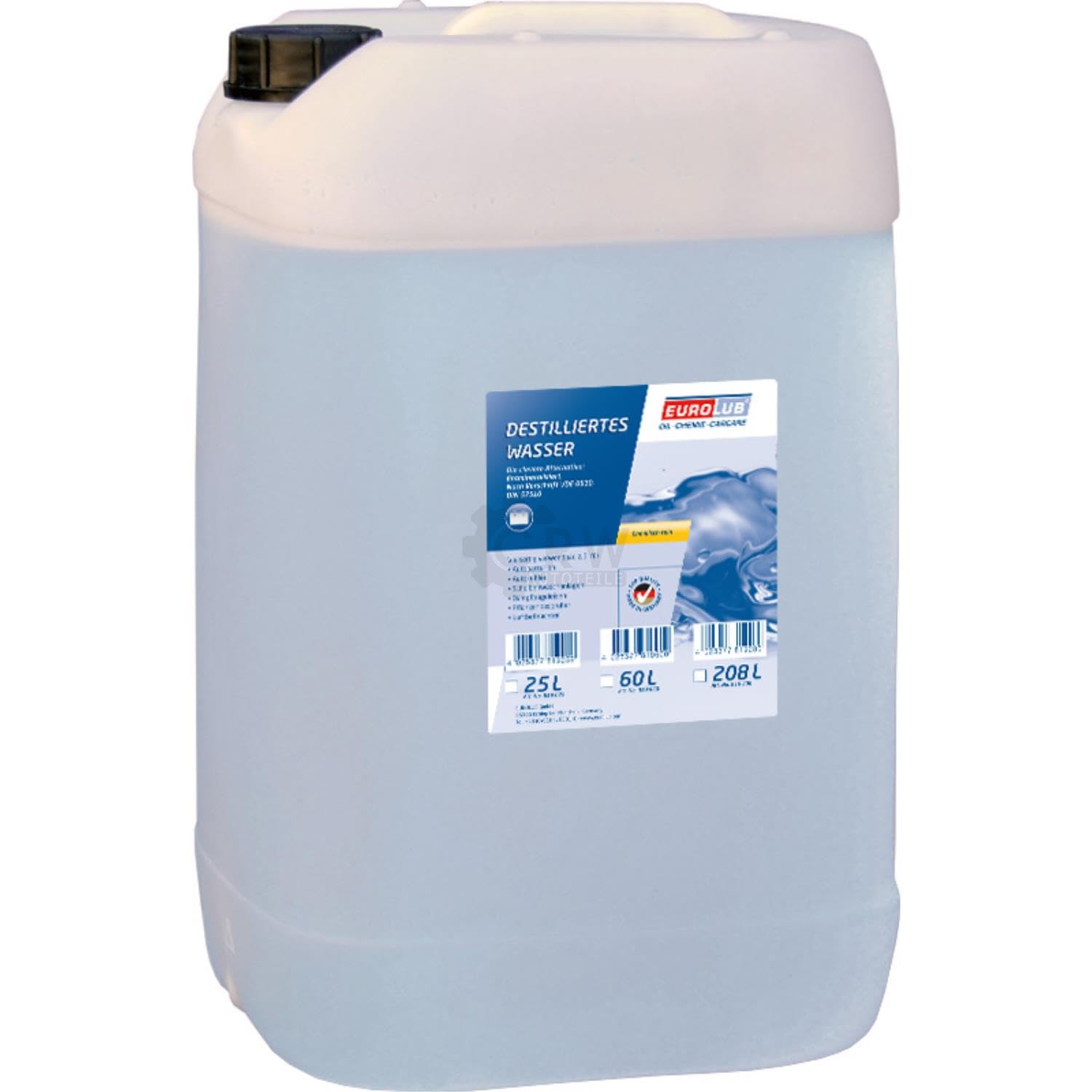 EUROLUB Distilled Water, 25 Liters