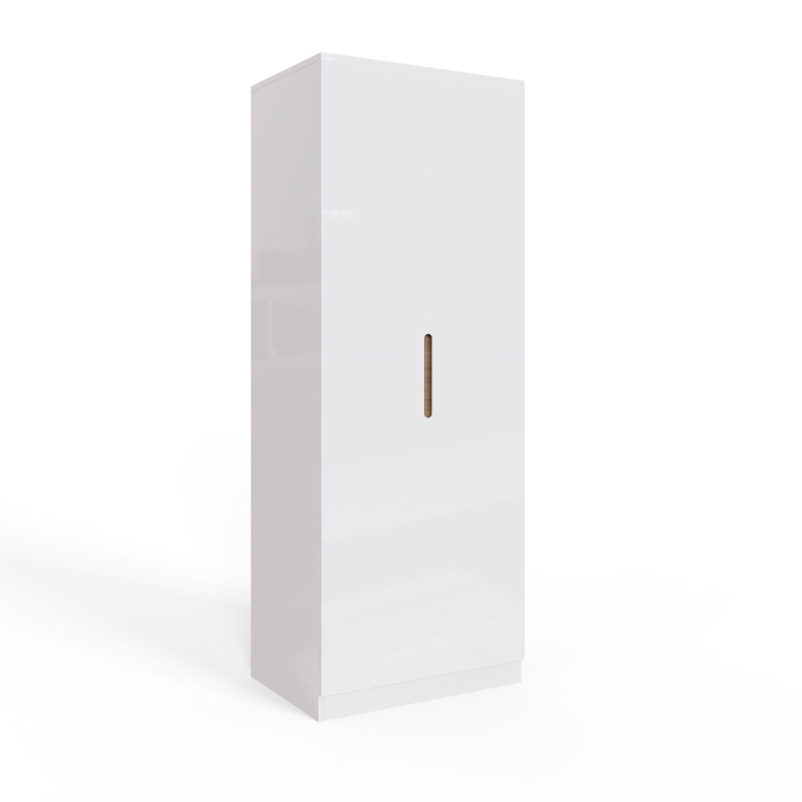 Fwstyle Unisex White Veloce 2 Door Gloss Double Wardrobe