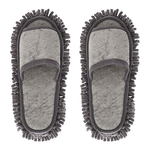 Xunlong Unisex Slipper Floor Cleaning Mop Men and Women House Slippers Dusting Slippers Floor Cleaning Tool (Grey Women 11-12/Men 9-11) Cover