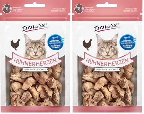 DOKAS Gefriergetrocknete Innereien - Getreidefreies Premium Leckerli für Katzen – Ideal als Belohnung, 6 x 15 g (Packung mit 2)
