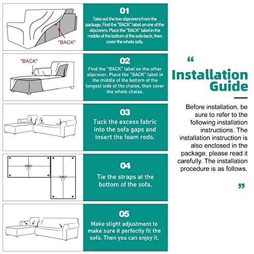 Arfntevss 100% Waterproof Corner Sectional Couch Covers L Shape Sofa Cover For Dogs Stretch Jacquard U Shaped Slipcovers Set Living Room Non Slip Furniture Protector For Kids Pet Cat (Dark Gray) #TOP6
