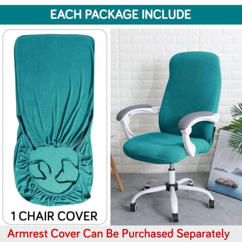 Image of HOKIPO Water Repellent Office Chair Cover for Desk Chair (Mid-Back) - 210 GSM Stretch Jacquard - Washable, Durable & Anti-Slip - Fits Mid-Back Office Chairs, Teal (NEW-AR-4929-TEAL-M)