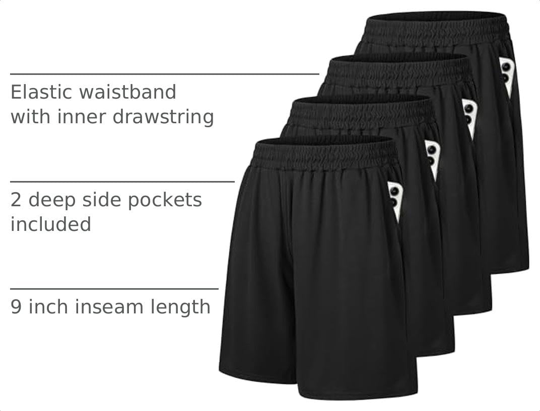 4 Pack Gym Mens Shorts - Basketball Athletic Shorts Fitness Clothing view 4