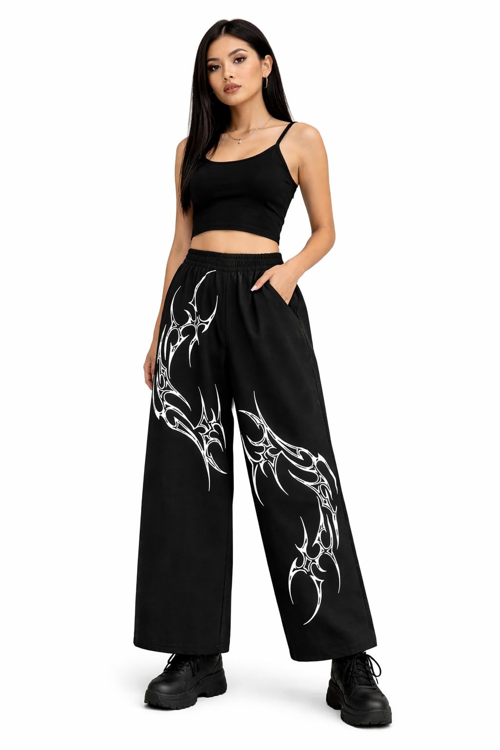 Women's and Girl's Baggy Track Pants, Baggy Streetwear, Cotton Track Pants, Elastic Waist & Relaxed Fit Bottoms-image-39