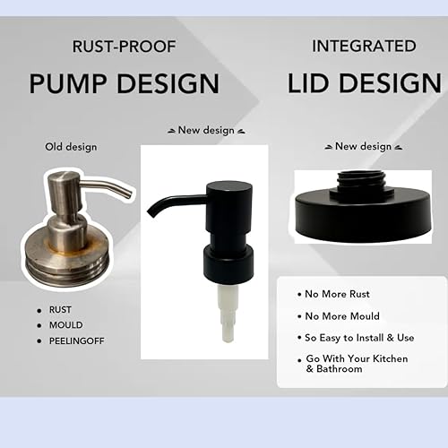 Miniatura 3 de Tapas dispensadoras de jabón para tarros Mason para todos los frascos de boca regular, plástico ABS a prueba de óxido de alta calidad, repuesto de