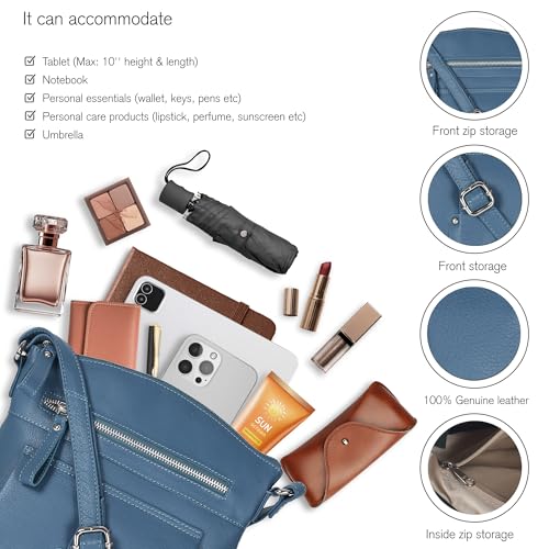 Image of Oak Leathers Leather Crossbody Bag For Women With Adjustable Sling Strap - Medium Size Crossover Shoulder Handbag Purse